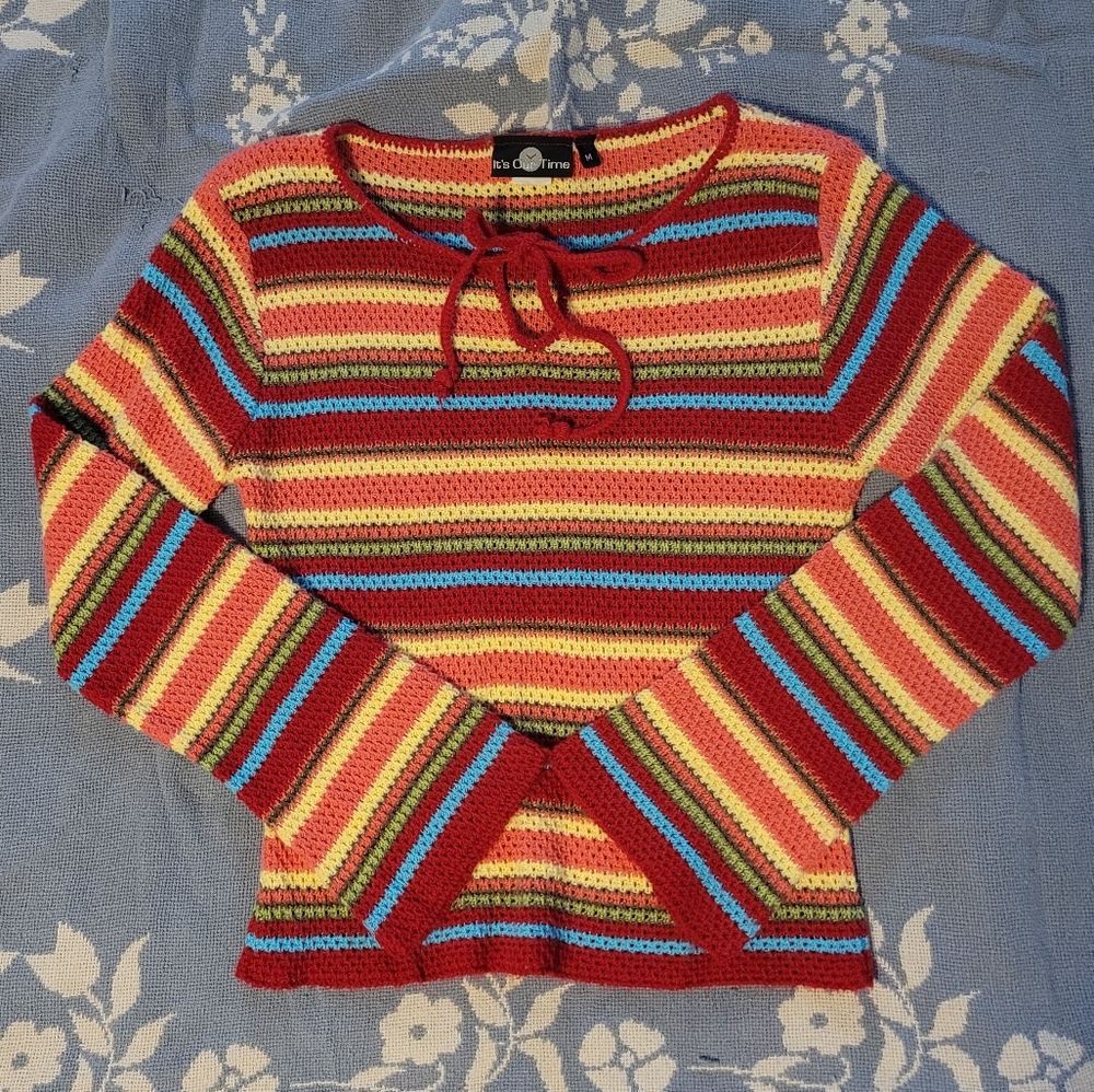 Tie front striped size medium shirt
